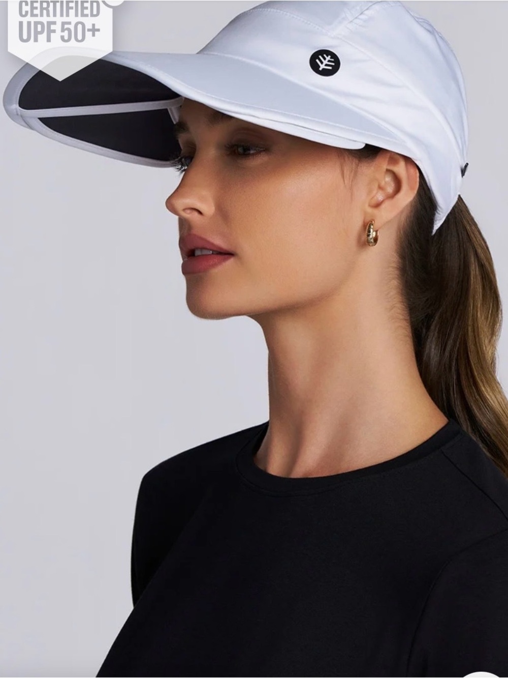 White Coolibar Olivia Sun Visor  with Logo  and Coolibar Explorer Hat Both NWT